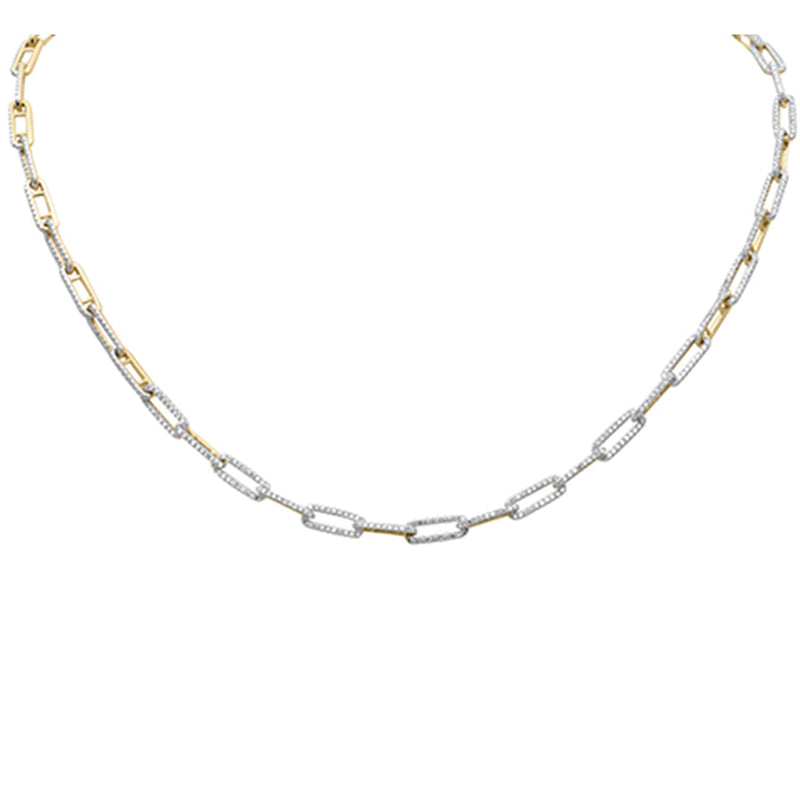 SPECIAL! 1.73ct G SI 14K Yellow Gold Diamond Paperclip Design Necklace 16" Long