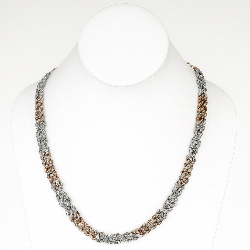 DIAMOND CLOSEOUT! 19.96ct G SI 14K Two Tone Gold Diamond Infinity Necklace 22" Long