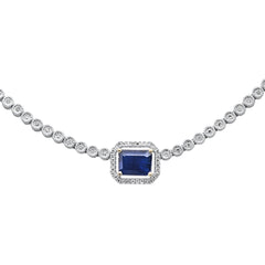 SPECIAL! 4.00ct G SI 14K White Gold Diamond & Blue Sapphire Gemstone Necklace