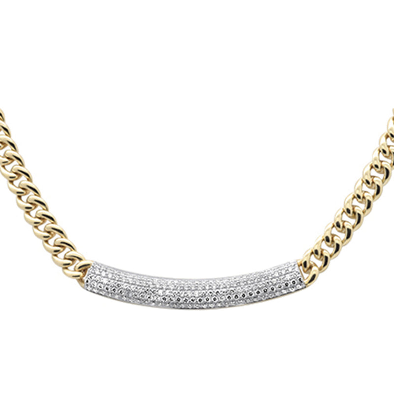 SPECIAL!2.18ct G SI 14K Yellow Gold Diamond Curb Pendant Necklace 16"