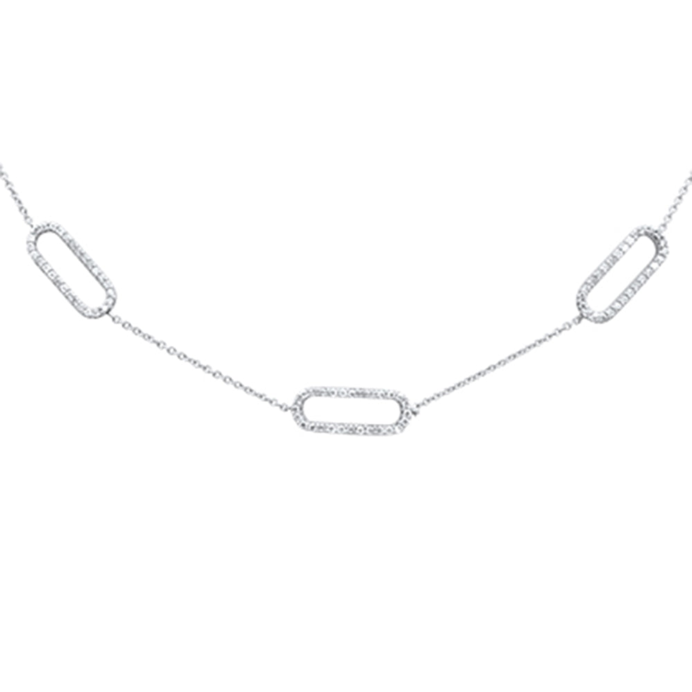 DIAMOND CLOSEOUT! .38ct G SI 14K White Gold Diamond Paperclip Style Chain Necklace Pendant