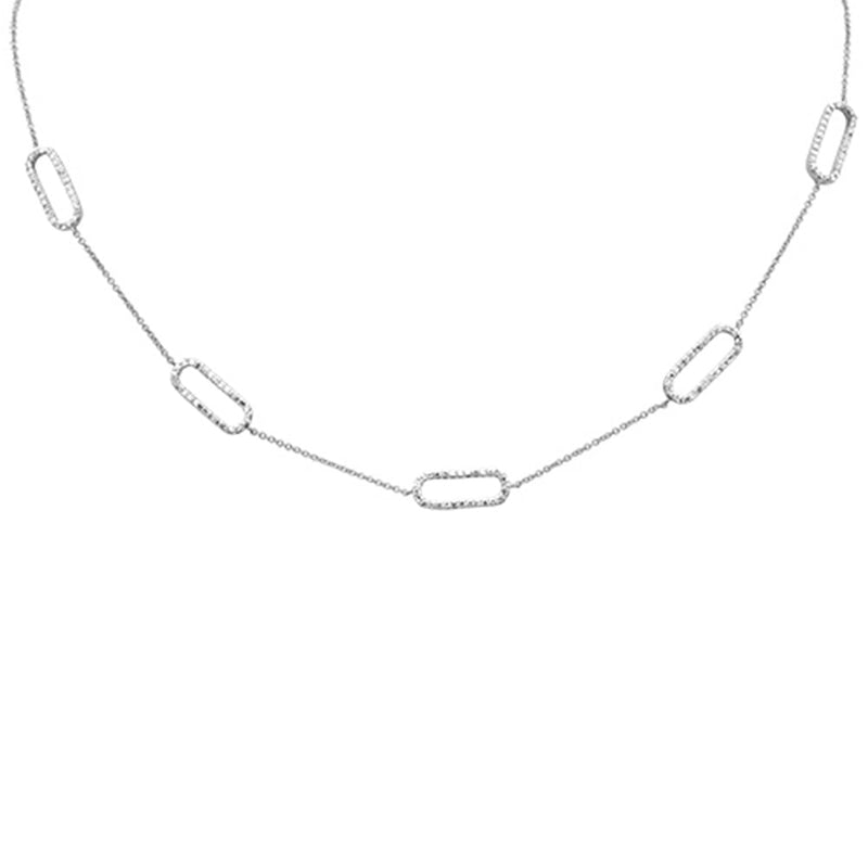 DIAMOND CLOSEOUT!  .67ct G SI 14K White Gold Diamond Paperclip Style Chain Necklace Pendant