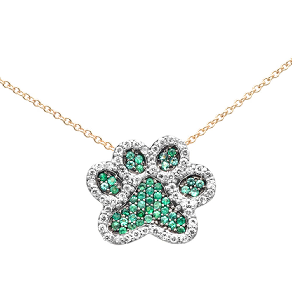 GEMSTONE CLOSEOUT!  .47ct G SI 14K Yellow Gold Diamond & Natural Gemstones Dog Paw Necklace Pendant