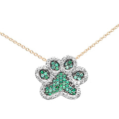 GEMSTONE CLOSEOUT!  .47ct G SI 14K Yellow Gold Diamond & Natural Gemstones Dog Paw Necklace Pendant