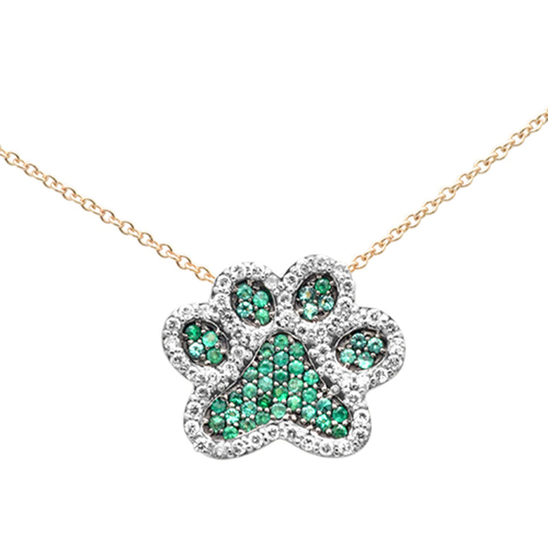 GEMSTONE CLOSEOUT!  .47ct G SI 14K Yellow Gold Diamond & Natural Gemstones Dog Paw Necklace Pendant
