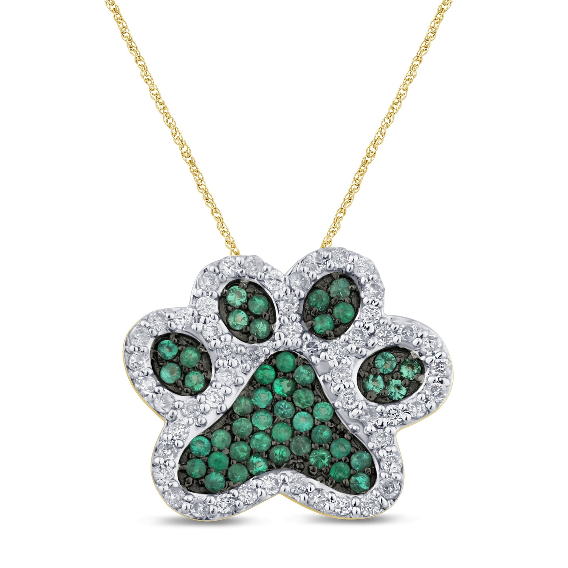GEMSTONE CLOSEOUT!  .47ct G SI 14K Yellow Gold Diamond & Natural Gemstones Dog Paw Necklace Pendant