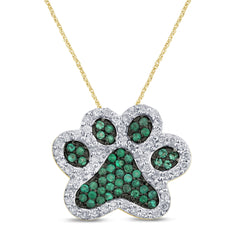 GEMSTONE CLOSEOUT!  .47ct G SI 14K Yellow Gold Diamond & Natural Gemstones Dog Paw Necklace Pendant