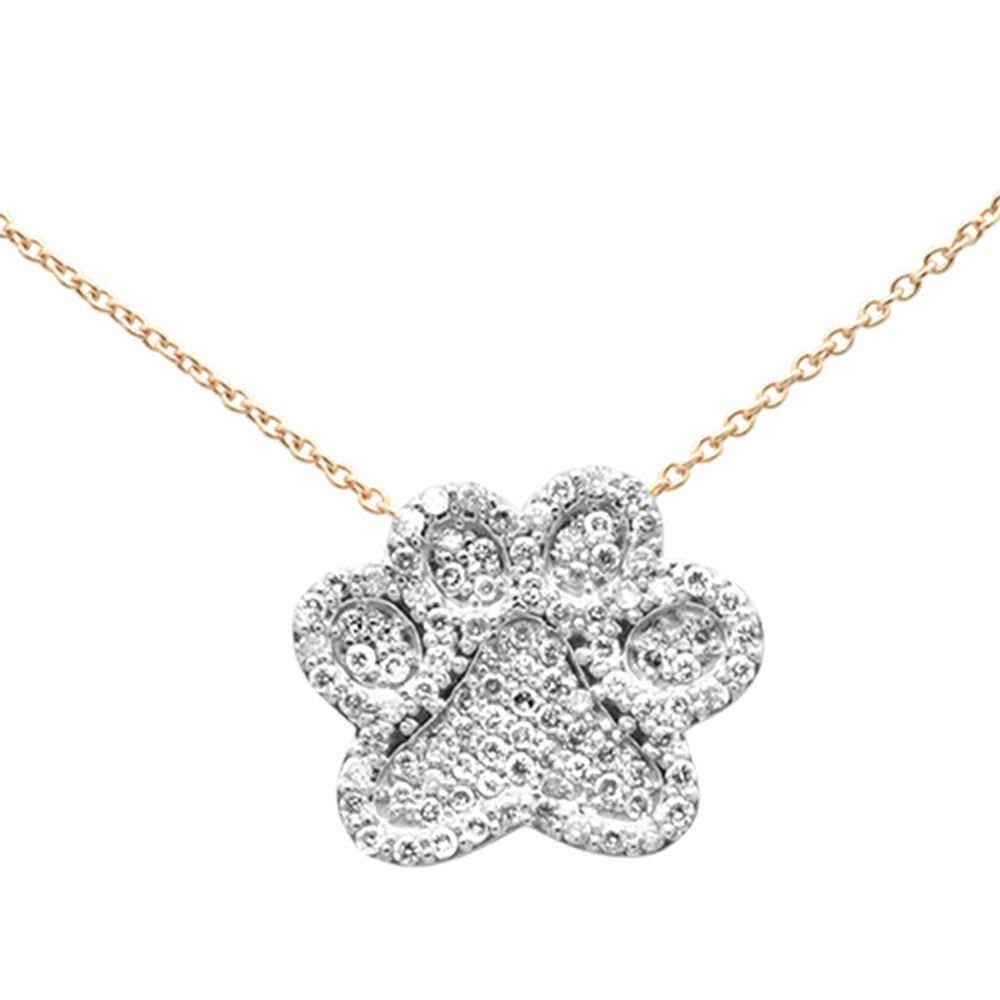 DIAMOND CLOSEOUT!   .46ct G SI 14K Yellow Gold Diamond Dog Paw Necklace Pendant 18" Long