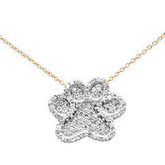 DIAMOND CLOSEOUT!   .46ct G SI 14K Yellow Gold Diamond Dog Paw Necklace Pendant 18" Long