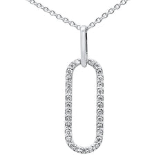DIAMOND CLOSEOUT! .16ct G SI 14K White Gold Diamond Paperclip Pendant Necklace
