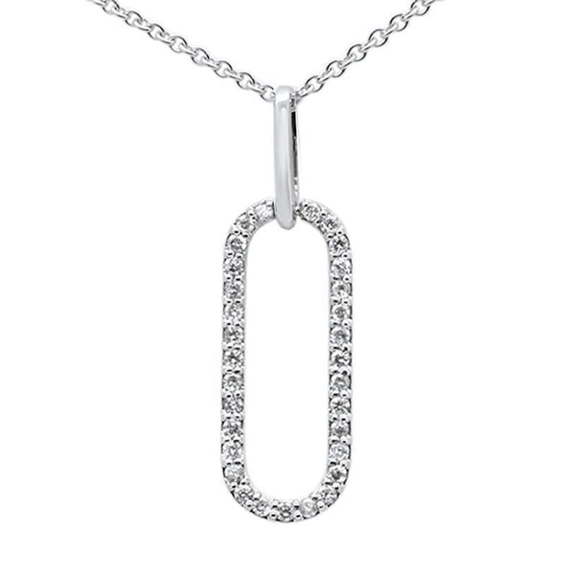 DIAMOND CLOSEOUT! .16ct G SI 14K White Gold Diamond Paperclip Pendant Necklace