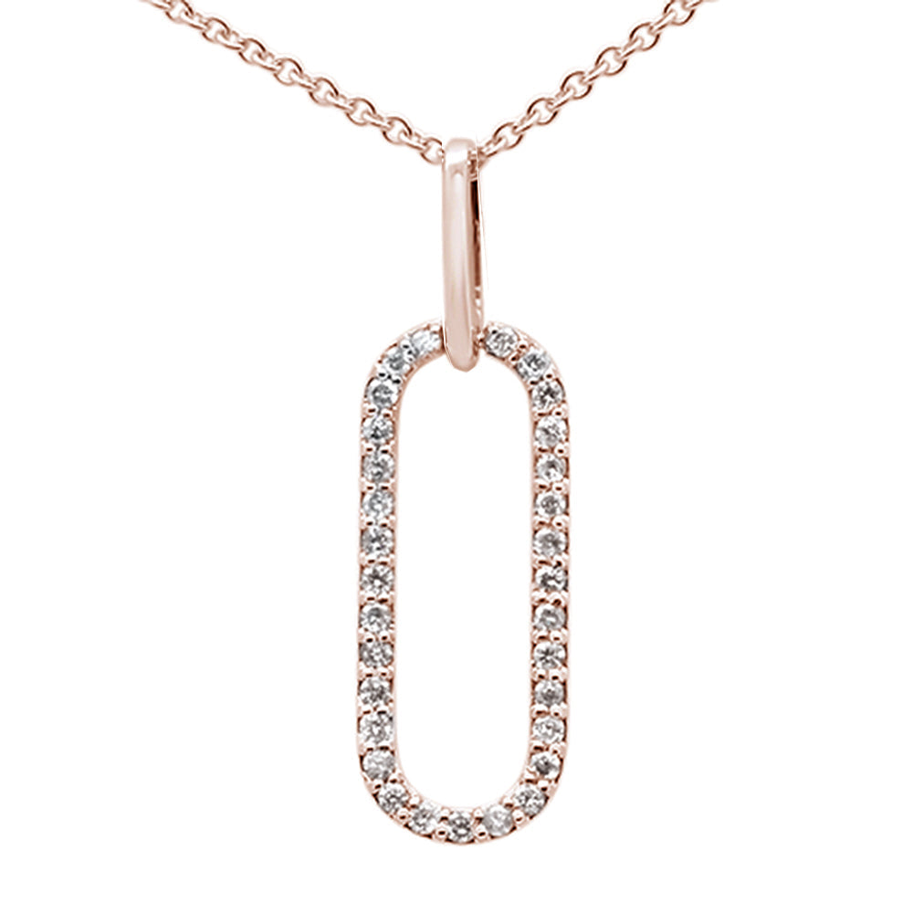 DIAMOND CLOSEOUT! .16ct G SI 14K Rose Gold Diamond Paperclip Pendant Necklace