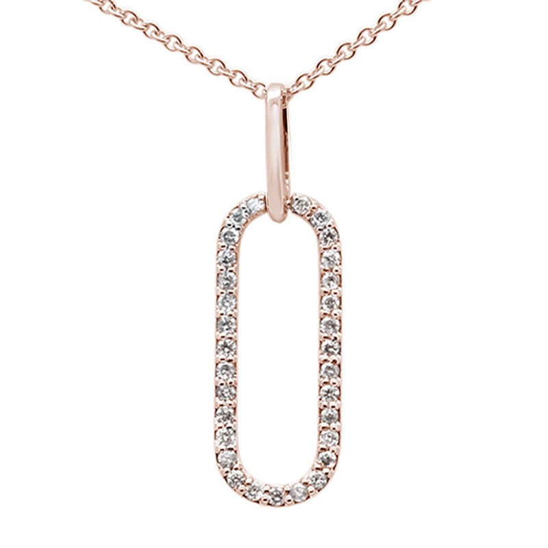 DIAMOND CLOSEOUT! .16ct G SI 14K Rose Gold Diamond Paperclip Pendant Necklace