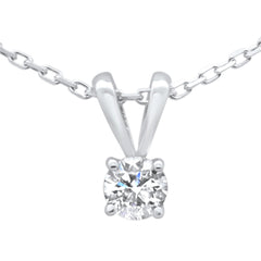 SPECIAL! .20ct G SI 14K White Gold Diamond Solitaire Pendant Necklace 18" Chain