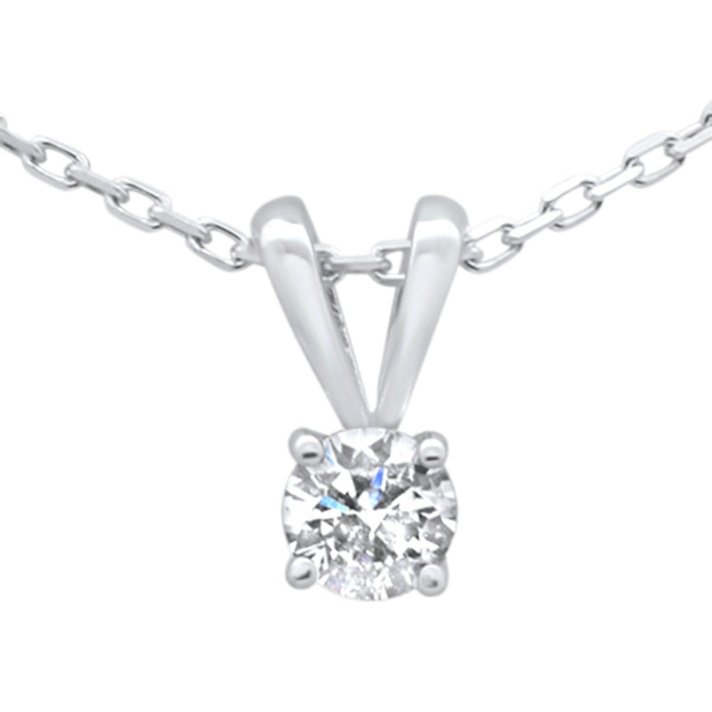 SPECIAL! .25ct G SI 14K White Gold Diamond Solitaire Pendant Necklace 18" Chain