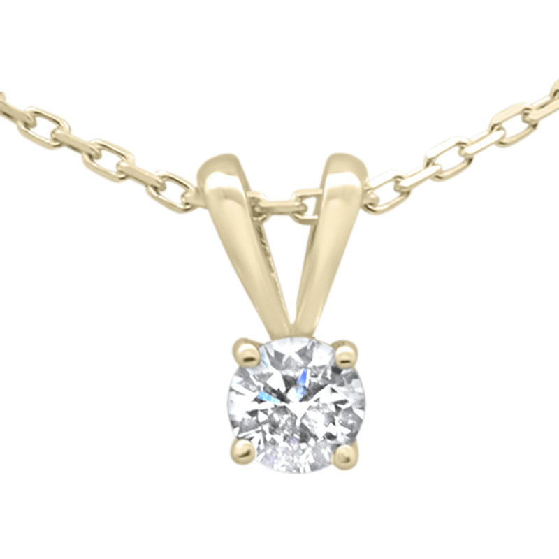SPECIAL! .21ct G SI 14K Yellow Gold Diamond Solitaire Pendant Necklace 18" Long