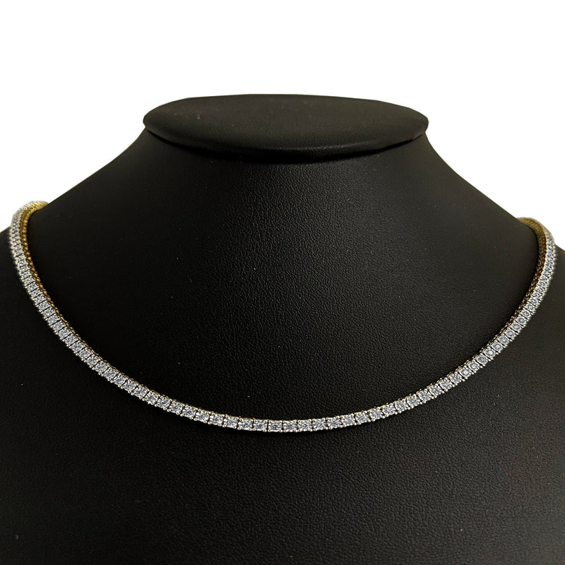 SPECIAL!1.81ct G SI 10K Yellow Gold Tennis Miracle Illusion Necklace 18"