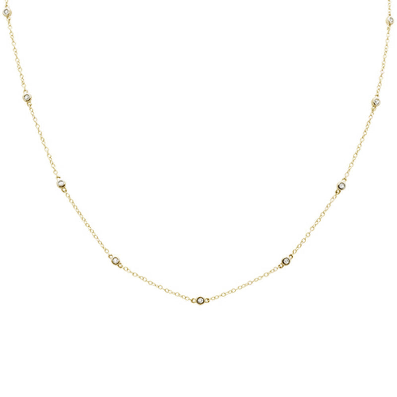 DIAMOND CLOSEOUT!  .50ct 14k Yellow Gold Diamond by The Yard Pendant Necklace 16+2" Ext.