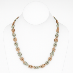 DIAMOND  CLOSEOUT!  15.95ct G SI 14K Two Tone Iced Out Diamond Round & Baguette Necklace 22"