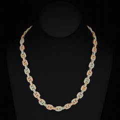 DIAMOND  CLOSEOUT!  15.95ct G SI 14K Two Tone Iced Out Diamond Round & Baguette Necklace 22"