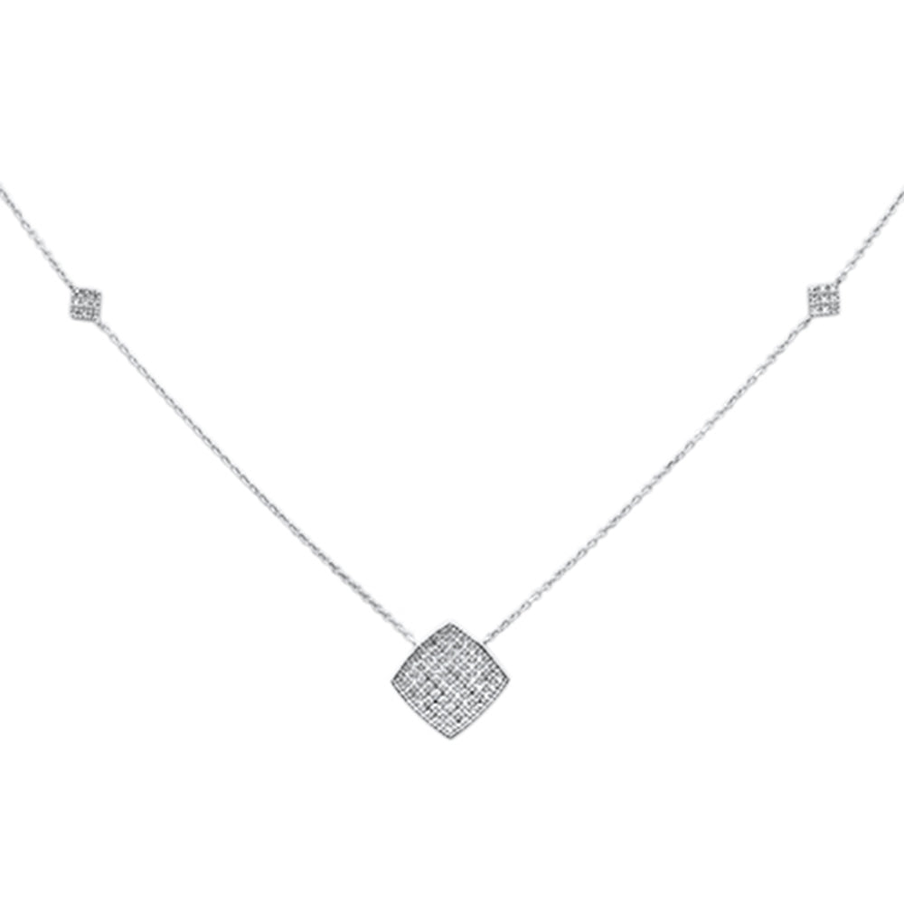 DIAMOND CLOSEOUT! .27ct G SI 14K White Gold Diamond Geometric Shaped Pendant Necklace 18"