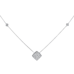 DIAMOND CLOSEOUT! .27ct G SI 14K White Gold Diamond Geometric Shaped Pendant Necklace 18"