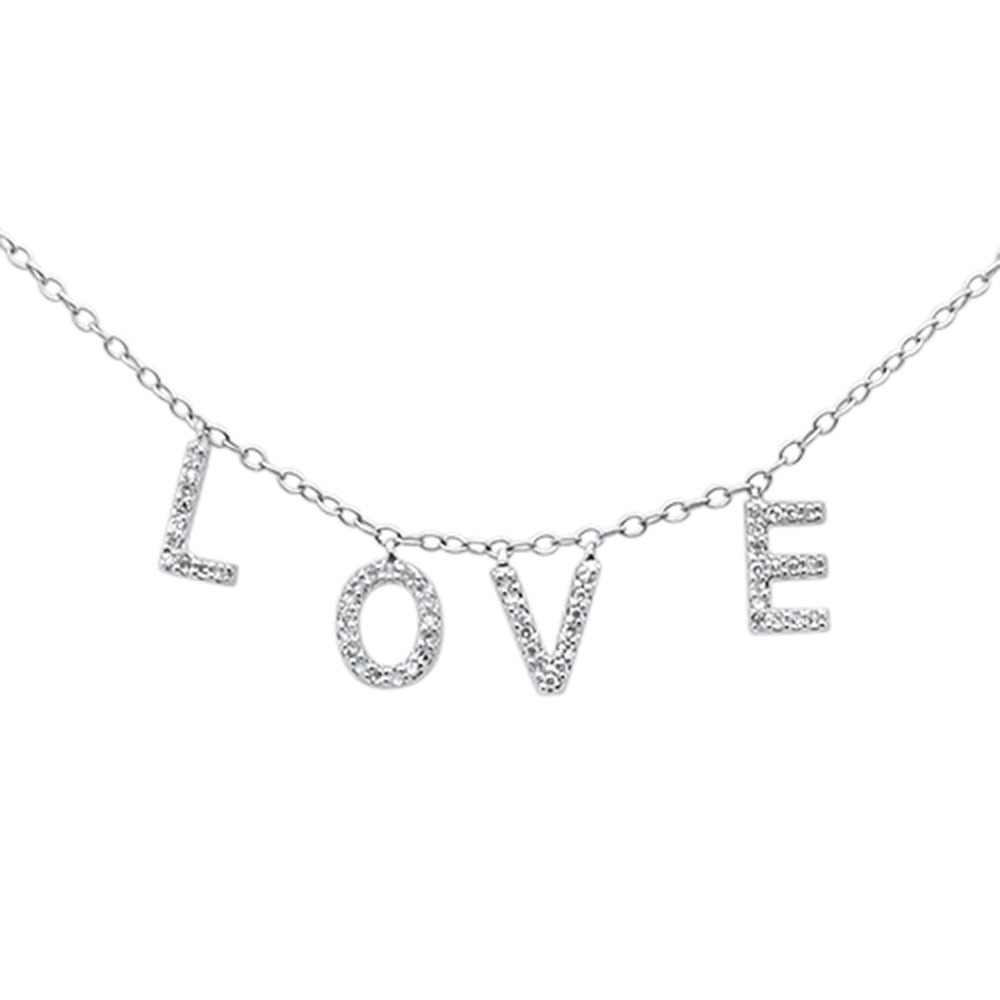 DIAMOND CLOSEOUT! .13ct G SI 14K White Gold Diamond Heart "Love" Script Letters Pendant Necklace 18" Long