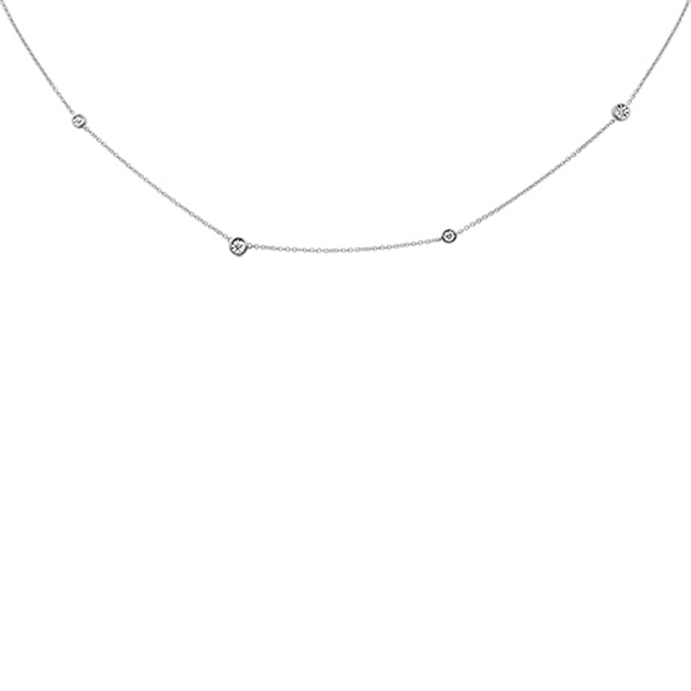 DIAMOND CLOSEOUT! .06ct G SI 14K White Gold Diamond Illusion Setting Diamond By the Yard Pendant Necklace 18"