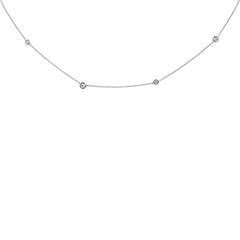 DIAMOND CLOSEOUT! .06ct G SI 14K White Gold Diamond Illusion Setting Diamond By the Yard Pendant Necklace 18"