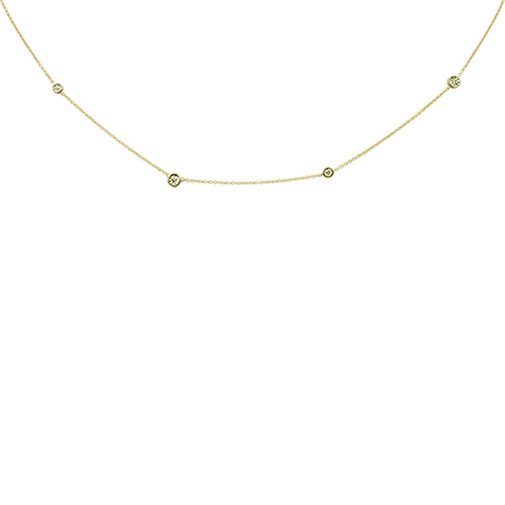 DIAMOND CLOSEOUT! .06ct G SI 14K Yellow Gold Diamond Illusion Setting Diamond By the Yard Pendant Necklace 18"