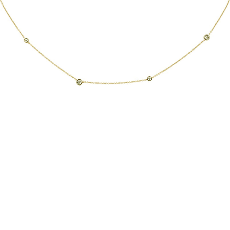 DIAMOND CLOSEOUT! .06ct G SI 14K Yellow Gold Diamond Illusion Setting Diamond By the Yard Pendant Necklace 18"