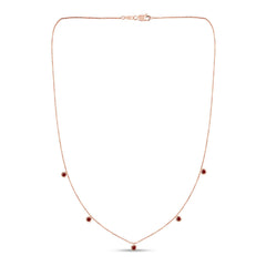 GEMSTONE CLOSEOUT!  .32ct 14K Rose Gold Natural Ruby Gemstone Diamond by the Yard Pendant Necklace 18"