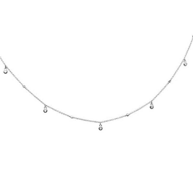 DIAMOND CLOSEOUT! .13ct G SI 14K White Gold Diamond Drop Style Diamond by the Yard Pendant Necklace 18"