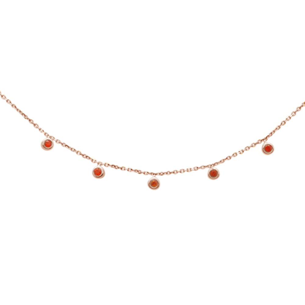 GEMSTONE CLOSEOUT!  .14ct 14K Rose Gold Natural Ruby Gemstone by the Yard Pendant Necklace 18"