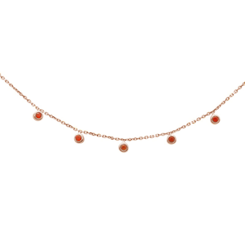 GEMSTONE CLOSEOUT!  .14ct 14K Rose Gold Natural Ruby Gemstone by the Yard Pendant Necklace 18"