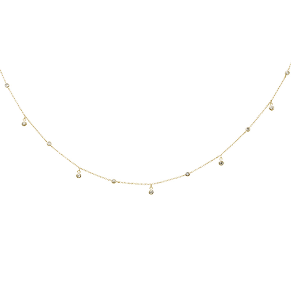 SPECIAL!.14ct G SI 14K Yellow Gold Diamond Diamond By the Yard Pendant Necklace 18"