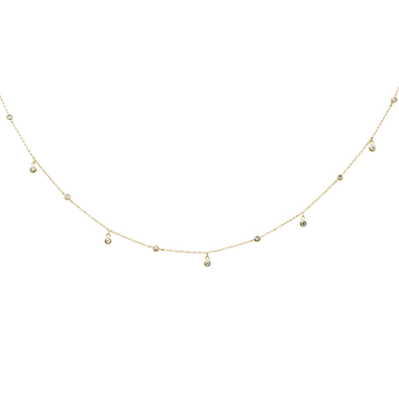 SPECIAL!.14ct G SI 14K Yellow Gold Diamond Diamond By the Yard Pendant Necklace 18"