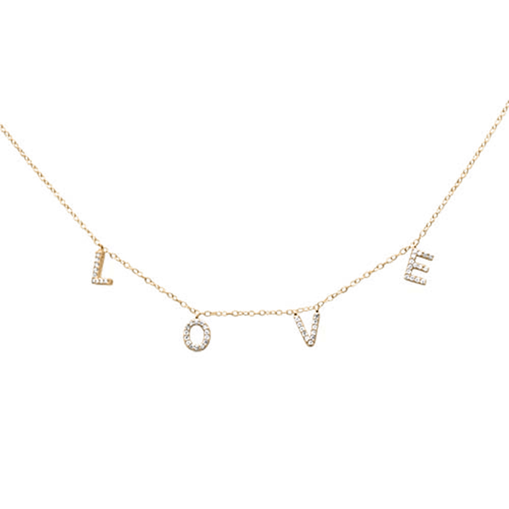 DIAMOND CLOSEOUT! .22ct G SI 14K Yellow Gold Diamond Heart "Love" Script Letters Pendant Necklace 20"