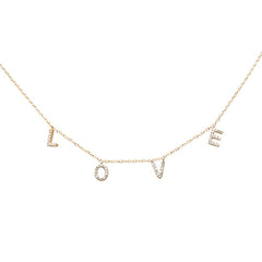 DIAMOND CLOSEOUT! .22ct G SI 14K Yellow Gold Diamond Heart "Love" Script Letters Pendant Necklace 20"