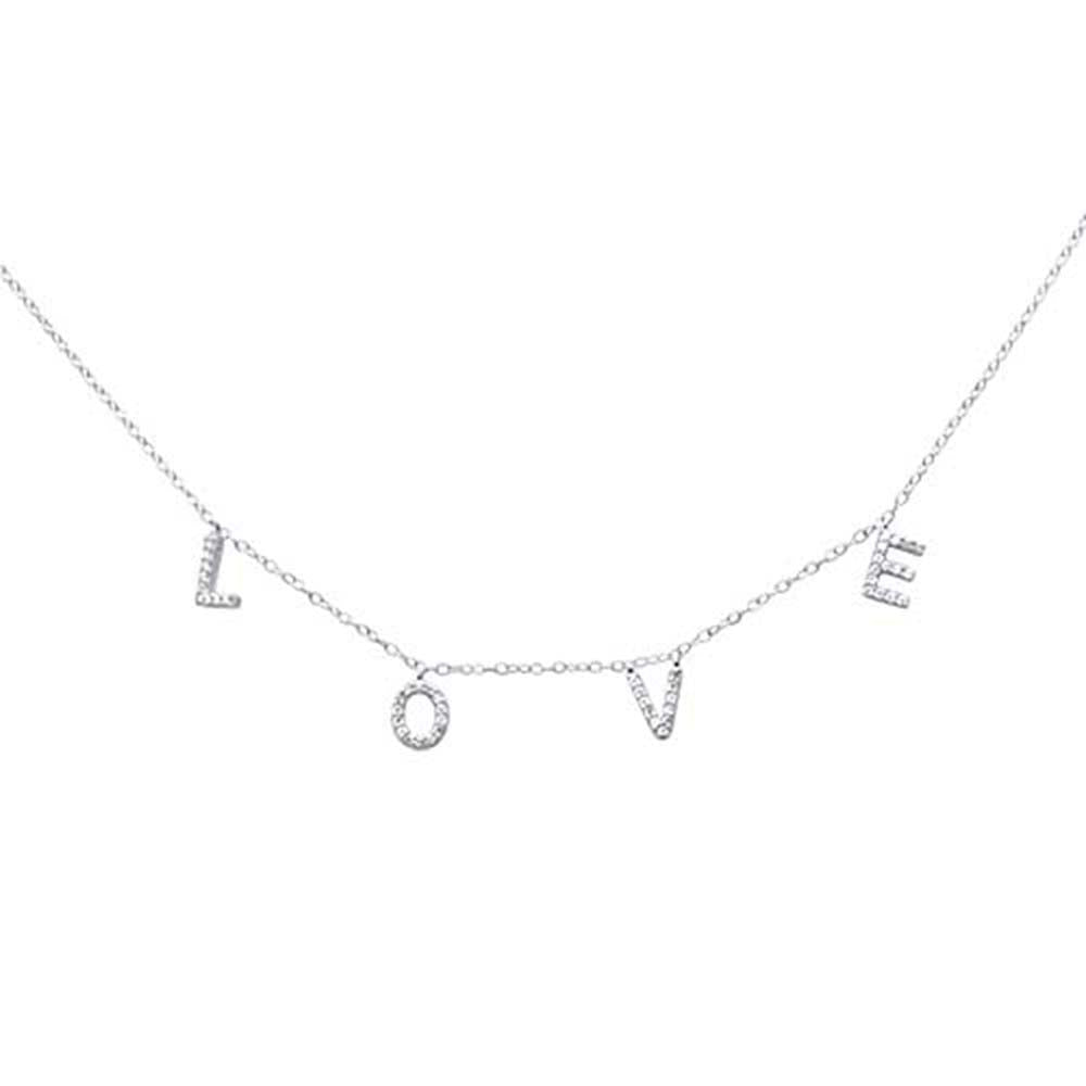 DIAMOND  CLOSEOUT! .23ct G SI 14K White Gold Diamond "Love" Script Letters Pendant Necklace 18+2" EXT