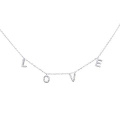 DIAMOND  CLOSEOUT! .23ct G SI 14K White Gold Diamond "Love" Script Letters Pendant Necklace 18+2" EXT