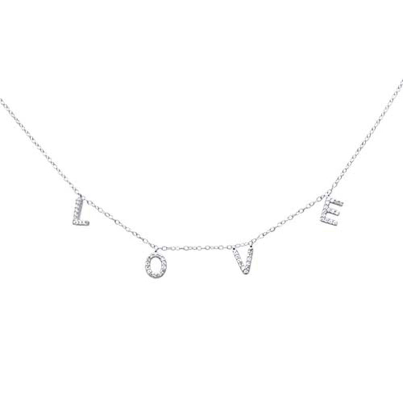 DIAMOND  CLOSEOUT! .23ct G SI 14K White Gold Diamond "Love" Script Letters Pendant Necklace 18+2" EXT