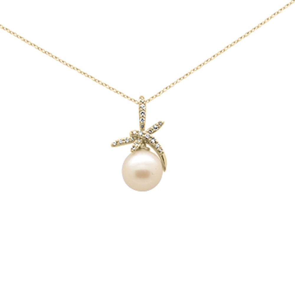 SPECIAL! .12ct G SI 14K Yellow Gold Diamond Pearl Heart Pendant Necklace