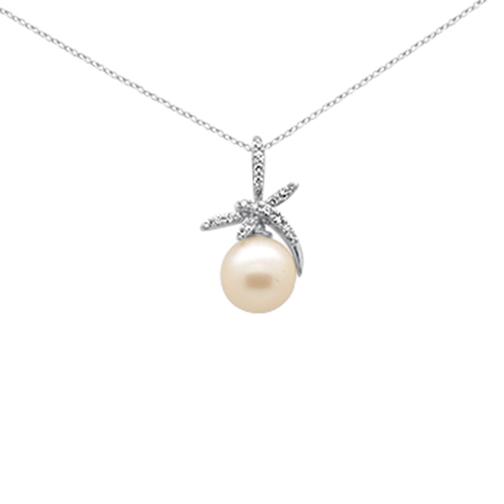 SPECIAL! .12ct G SI 14K White Gold Diamond Pearl Pendant Necklace