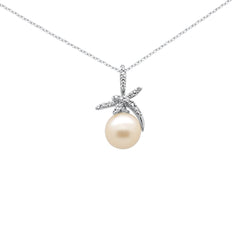 SPECIAL! .12ct G SI 14K White Gold Diamond Pearl Pendant Necklace