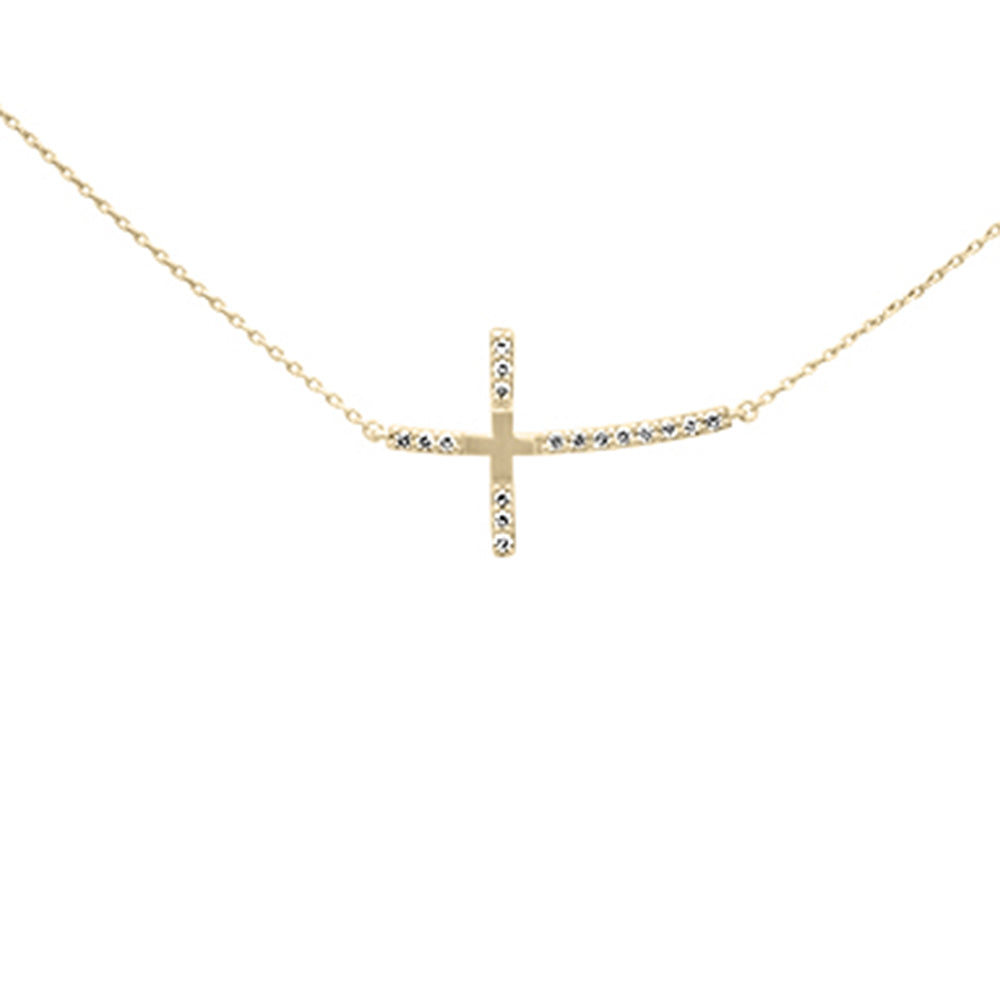 SPECIAL! .15ct G SI 14K Yellow Gold Diamond Side Cross Pendant Necklace