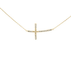 SPECIAL! .15ct G SI 14K Yellow Gold Diamond Side Cross Pendant Necklace