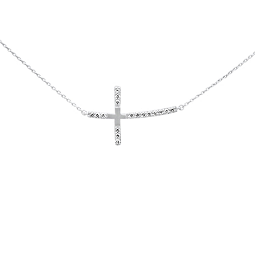 SPECIAL! .15ct G SI 14K White Gold Diamond Side Cross Pendant Necklace
