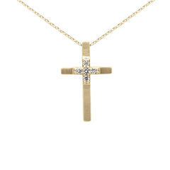 SPECIAL! .10ct G SI 14K Yellow Gold Diamond Cross Pendant Necklace