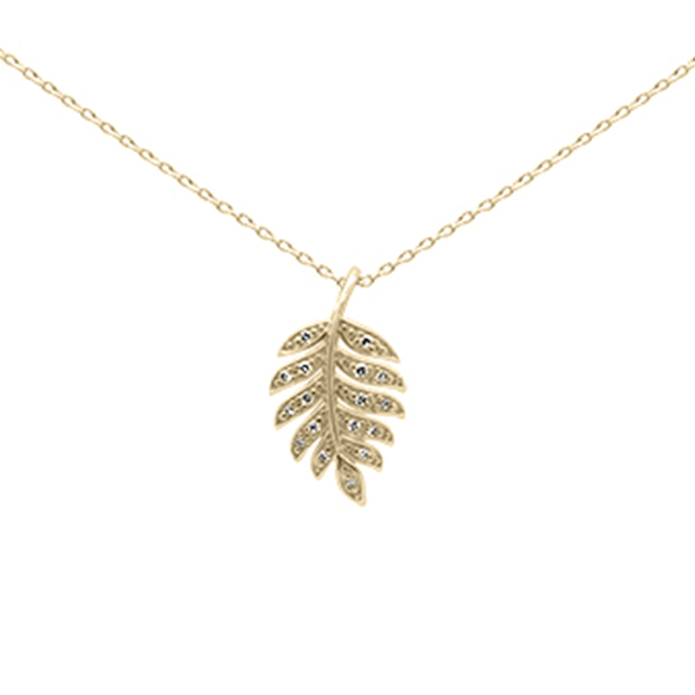 DIAMOND CLOSEOUT! .07ct G SI 14K Yellow Gold Diamond Leaf Design Pendant Necklace